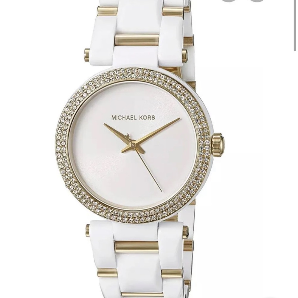 MICHAEL KORS MK4315 Delray Pave White Acetate and Gold-Tone Womens Watch